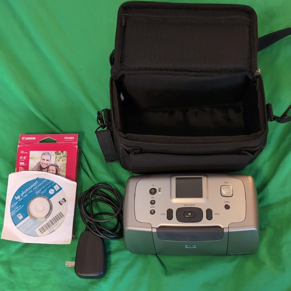 HP Photosmart 245 Photo Printer with Bag Software Paper Power Cord Does Not Work